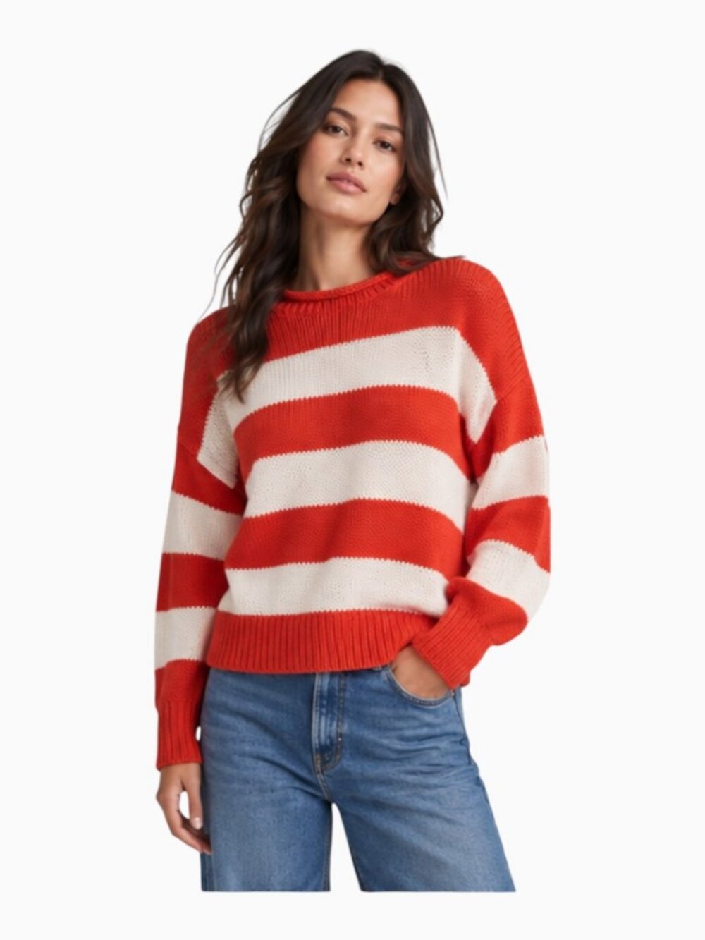 NWT BANANA REPUBLIC COTTON ROLL-NECK STRIPED SWEATER SIZE M